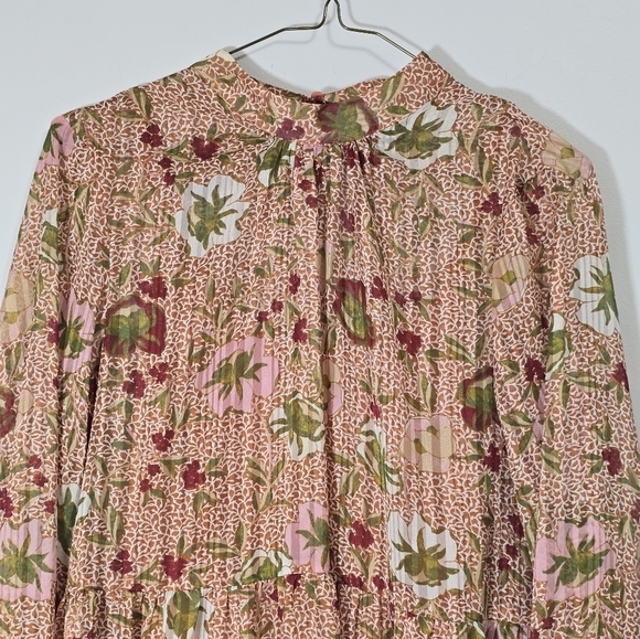 Vero Moda chiffon high neck long sleeves floral dress  color rust,burgundy - Picture 2 of 8